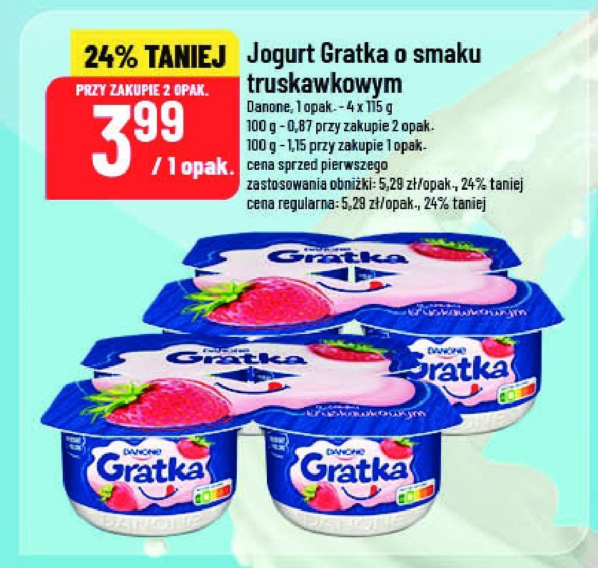 Jogurt truskawka Danone gratka promocja