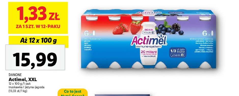 Jogurt truskawkowy + jeżynowo-jagodowy Danone actimel promocja