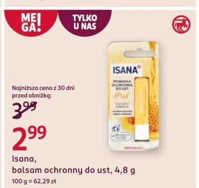 Balsam ochronny Isana, do ust, 4,8 g promocja w Rossmann