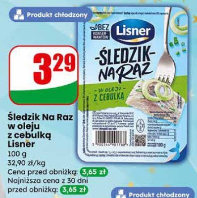 Śledzie Na Raz w oleju z cebulką Lisner promocja w Dino