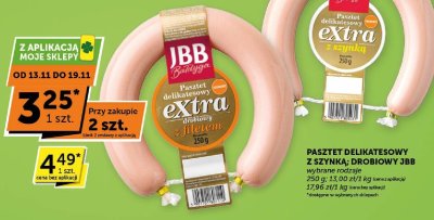 Pasztet delikatesowy z szynką, drobiowy JBB extra z szynką promocja w ABC