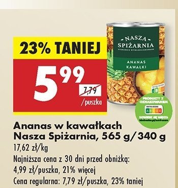 Ananas w lekkim syropie w kawa艂kach Nasza spi偶arnia promocja
