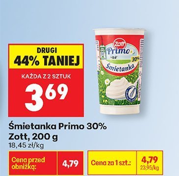 Śmietanka Primo 30% Zott 200g promocja w Biedronka