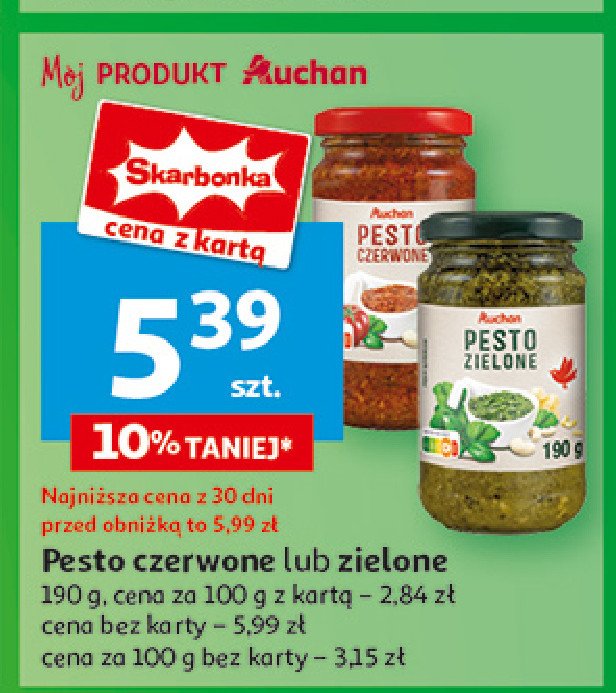 Pesto zielone Auchan różnorodne (logo czerwone) promocja