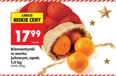 Klementynki w worku jutowym promocja w Biedronka