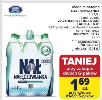 Woda mineralna NAŁĘCZOWIANKA promocja w Carrefour