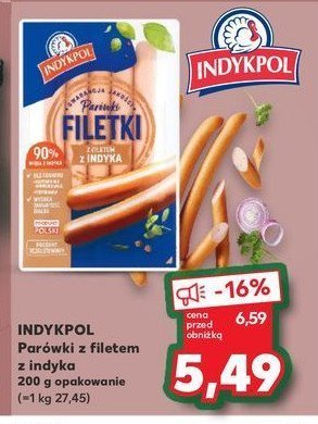 Parówki filetki z indyka Indykpol promocja w Kaufland