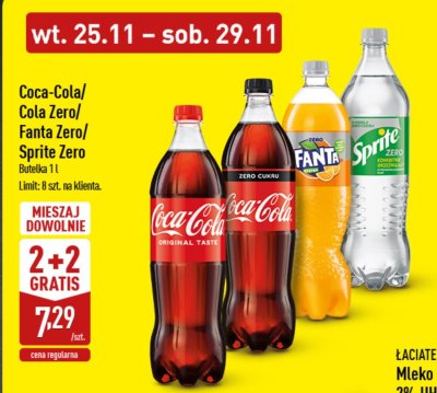 Napoje gazowane Coca-Cola 2+2 gratis promocja w Aldi