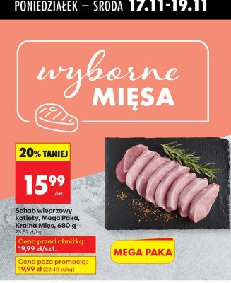 Schab wieprzowy kotlety Mega Paka Kraina Mięs 680 g promocja w Biedronka