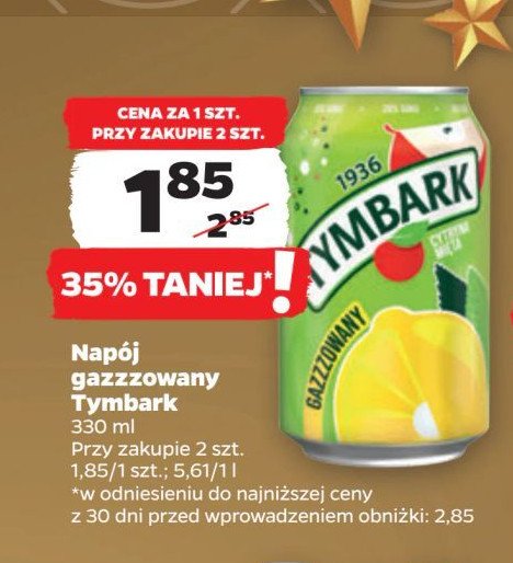 Napój gazowany cytryna- mięta Tymbark gazzz promocja w Netto