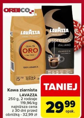 Kawa ziarnista LAVAZZA ORO, CREMA E GUSTO, CAFFE ESPRESSO 250g, 2 rodzaje promocja w Carrefour