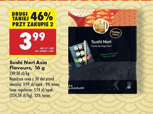 Prażone liście alg morskich sushi nori Asia flavours promocja