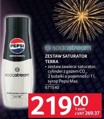 Zestaw saturator Terra + 2 butelki 1 l + syrop Pepsi Max promocja w Selgros
