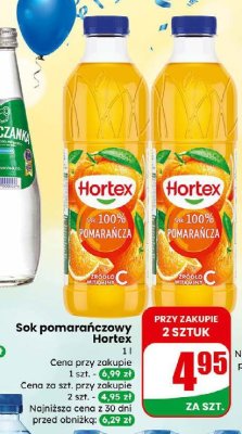 Sok pomarańczowy Hortex 100% pomarańcza promocja w Dino