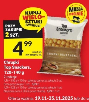 Chrupki Top Snackers 120-140g promocja w Twój Market