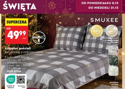 Komplet pościeli satynowej z mikrowłókna 160x200cm + 2x 70x80cm promocja w Biedronka