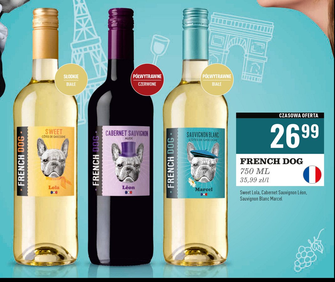 Wino French dog sweet promocja w Biedronka