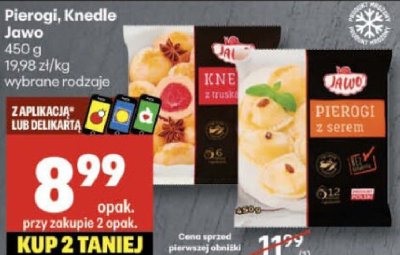 Pierogi, knedle Jawo promocja w Delikatesy Centrum