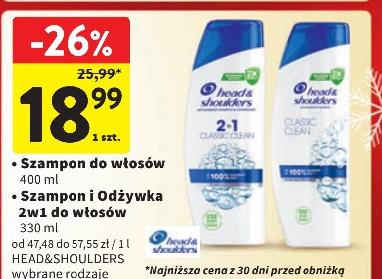 Szampon z odżywką classic clean Head&shoulders promocja w Intermarche