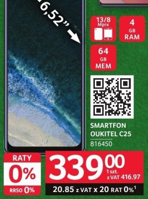 Smartfon Oukitel C25 promocja w Selgros