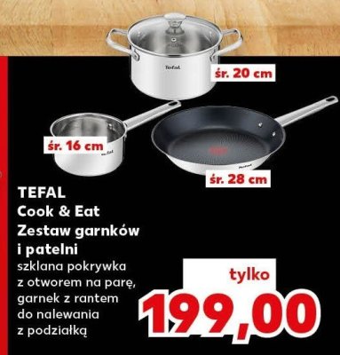 Zestaw garnków i patelni TEFAL Cook & Eat śr. 16 cm, śr. 20 cm, śr. 28 cm promocja w Kaufland