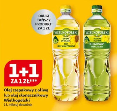 Olej rzepakowy z oliwą lub olej słonecznikowy Wielkopolski, miksuj dowolnie promocja w Auchan