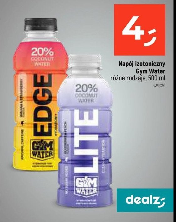 Napój izotoniczny banana & strawberry Gym water edge promocja w Dealz