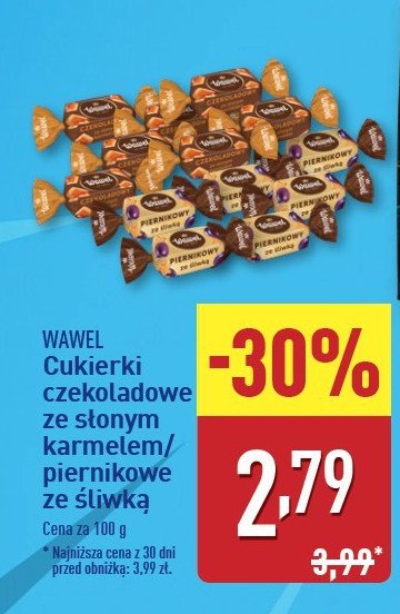 Cukierki czekoladowe słony karmel Wawel promocja w Aldi