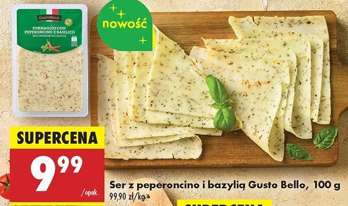 Ser z peperoncino i bazylią Gustobello promocja w Biedronka