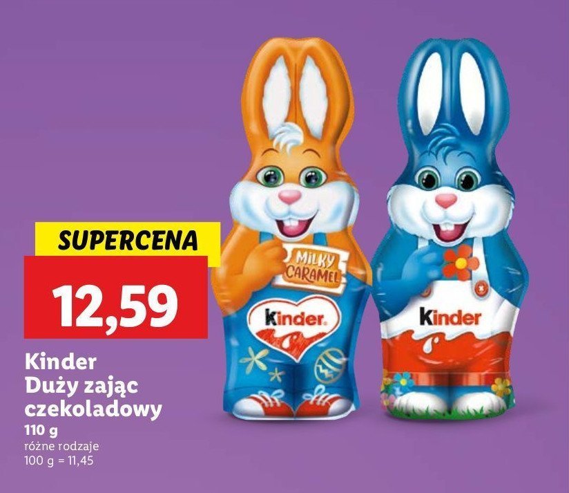 Zając wielkanocny milky caramel Kinder promocja w Lidl