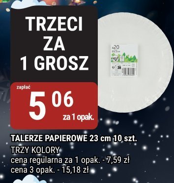 Talerze papierowe 23 cm 10 szt trzy kolory promocja w bi1
