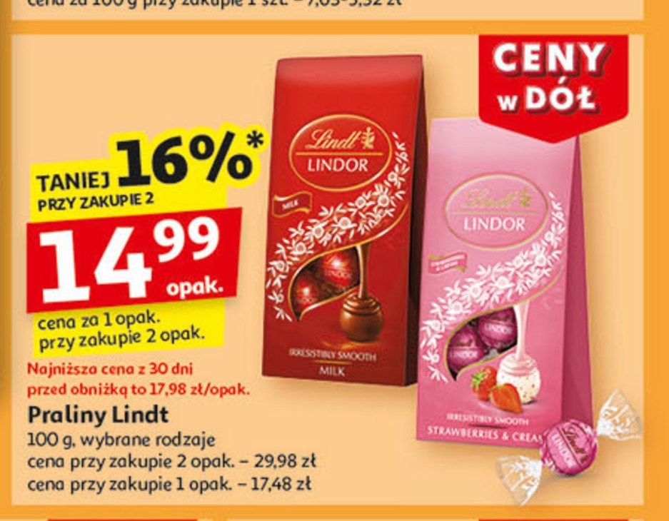 Praliny strawberry cream Lindt lindor promocja