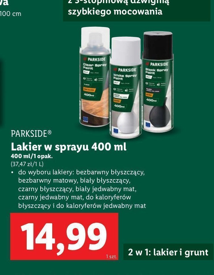 Lakier w sprayu bezbarwny Parkside promocja