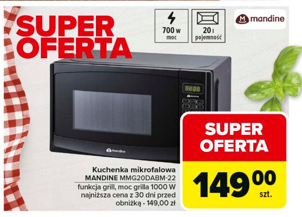 Kuchenka mikrofalowa mmg20dabm-22 Mandine promocja