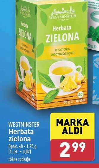 Herbata zielona o smaku ananasowym Westminster promocja