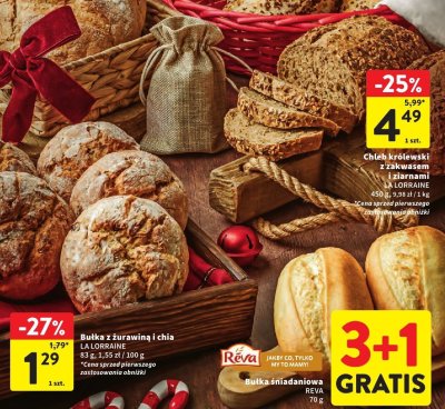 Chleb królewski z zakwasem i ziarnami LA LORRAINE promocja w Intermarche