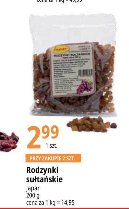 Rodzyńki sułtańskie Japar promocja