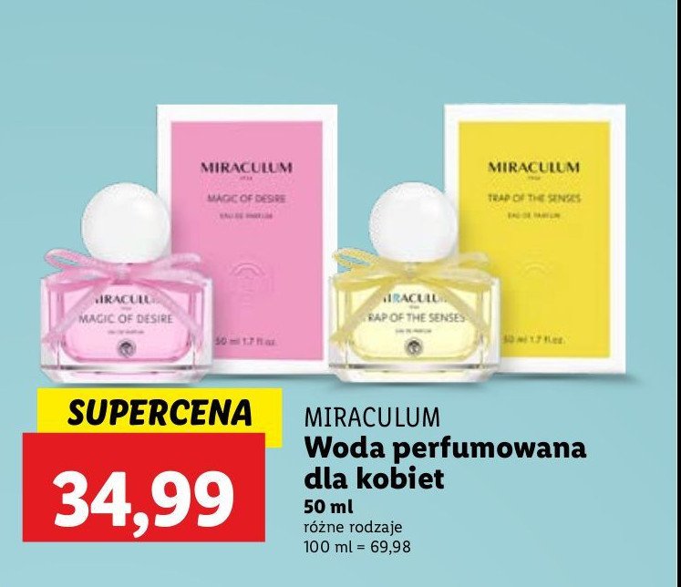 Woda perfumowana MIRACULUM TRAP OF THE SENSES promocja w Lidl