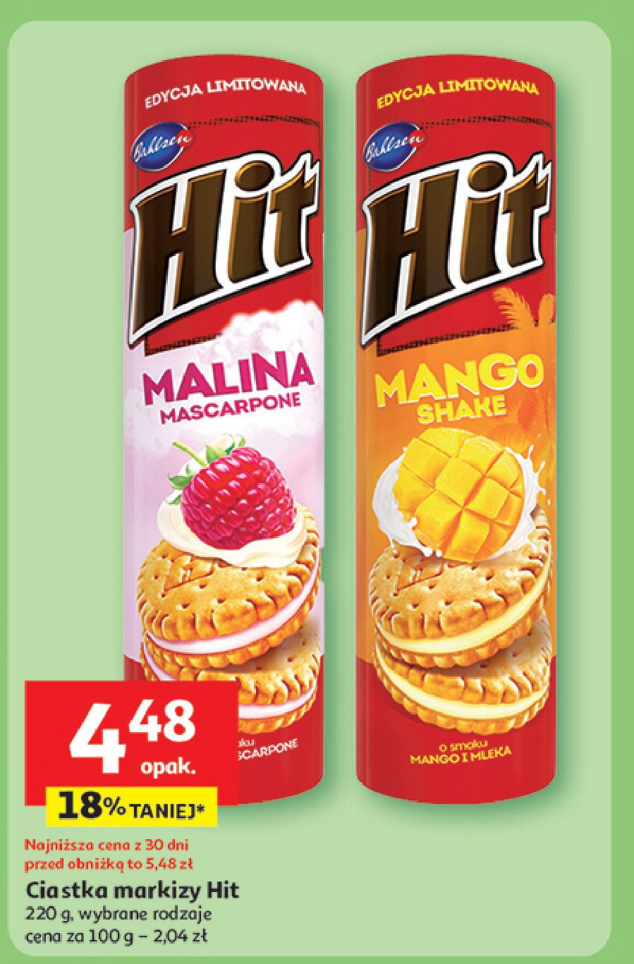 Ciastka malina z mascarpone Hit Hit bahlsen promocja w Auchan