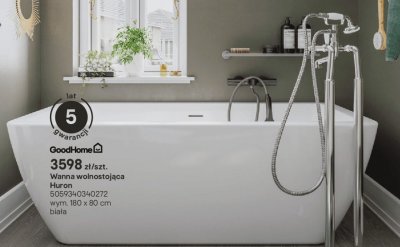 Wanna wolnostojąca Huron biała 180x80 cm promocja w Castorama