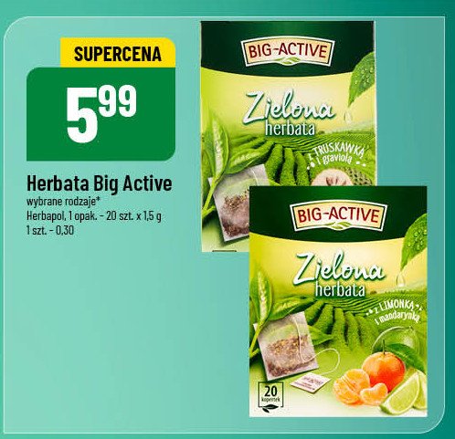 Herbata z limonką i mandarynką Big-active herbata zielona promocja