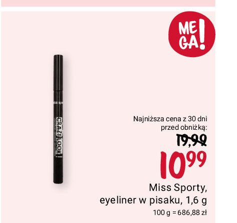 Eyeliner z aplikatorem 2w1 MISS SPORTY CRAZY LOOK promocja