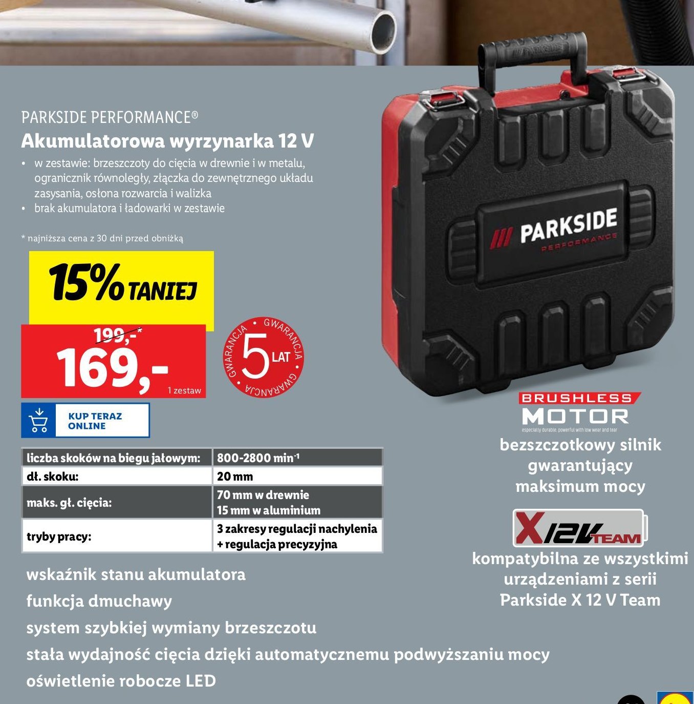 Wyrzynarka akumulatorowa 12v Parkside promocja