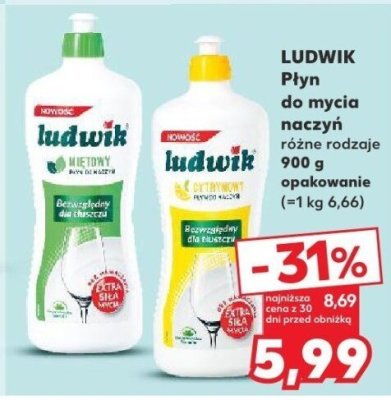 Płyn do mycia naczyń LUDWIK różne rodzaje 900 ml promocja w Kaufland