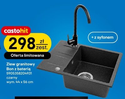 Zlew granitowy Bon z baterią Castohit promocja w Castorama
