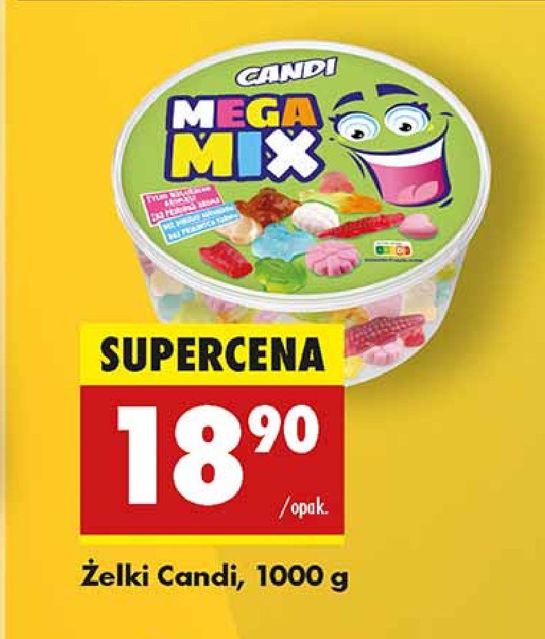 Żelki mega mix Candi promocja w Biedronka