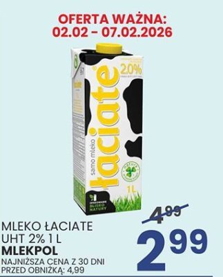 Mleko łaciate 1 l promocja w Wafelek