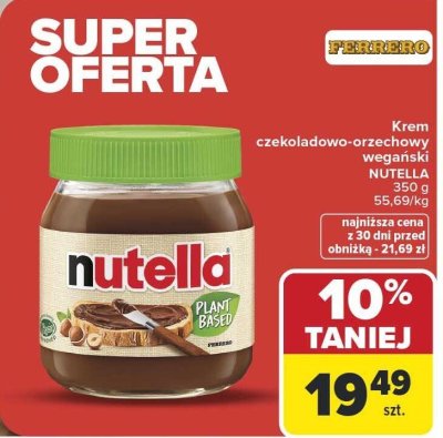 Krem czekoladowo-orzechowy wegański NUTELLA 350g promocja w Carrefour