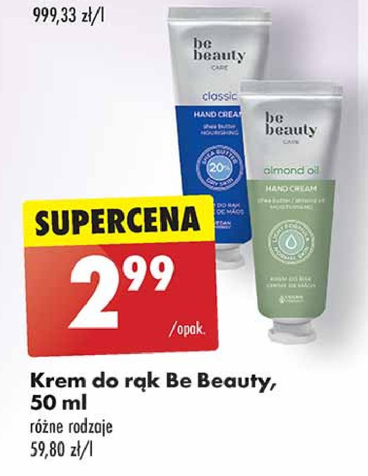 Krem do rąk almond oil Be beauty care promocja