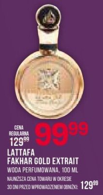 Perfumy LATTAFA FAKHAR GOLD EXTRAIT woda perfumowana promocja w Drogerie Natura